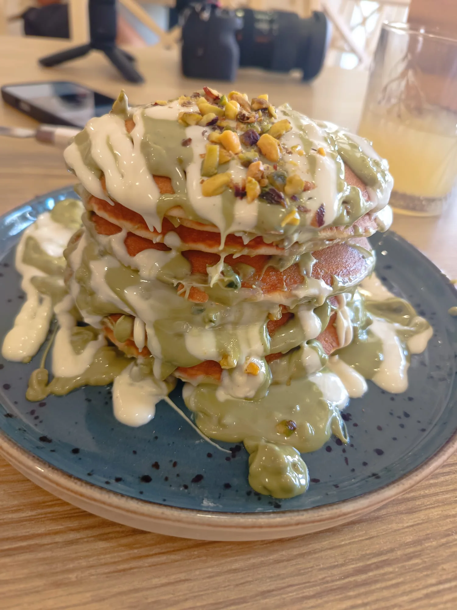 Pistachio pancakes at Pinsi's Picnic Cala d'Or Pistachio pancakes at Pinsi's Picnic Cala d'Or