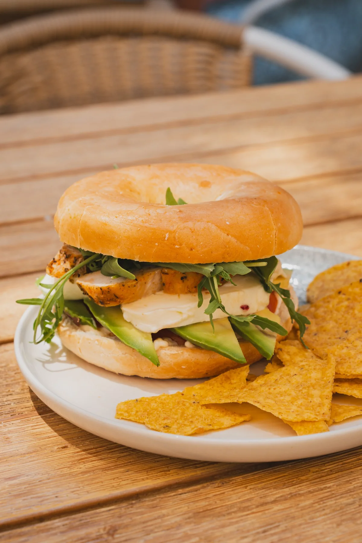Fresh chicken and avocado bagel at Pinsi's Picnic Cala d'Or